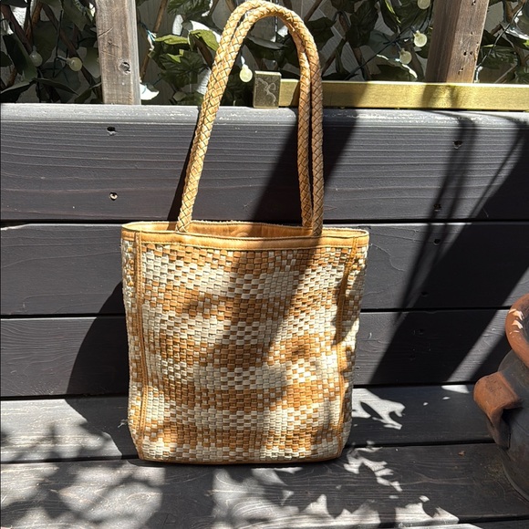 bembien Handbags - Elegant Tan and Cream Woven Tote